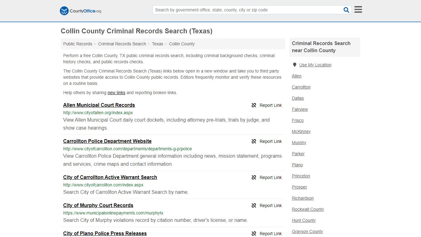 Collin County Criminal Records Search (Texas) - County Office